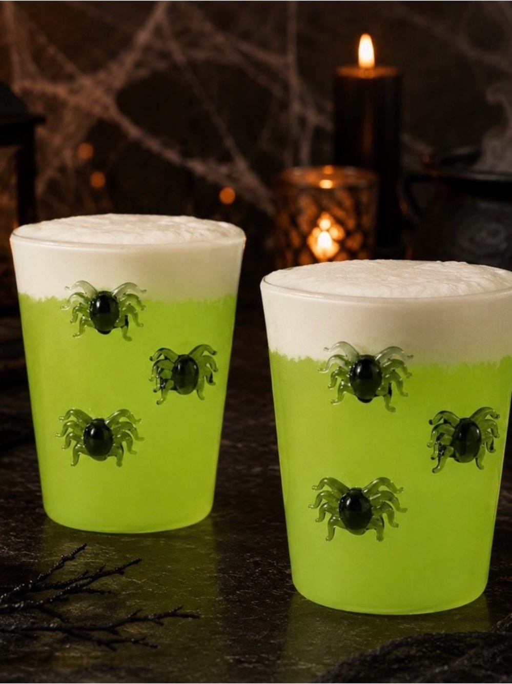 Anthropologie 3D Spider Icon Glass- 2 Glass Set
